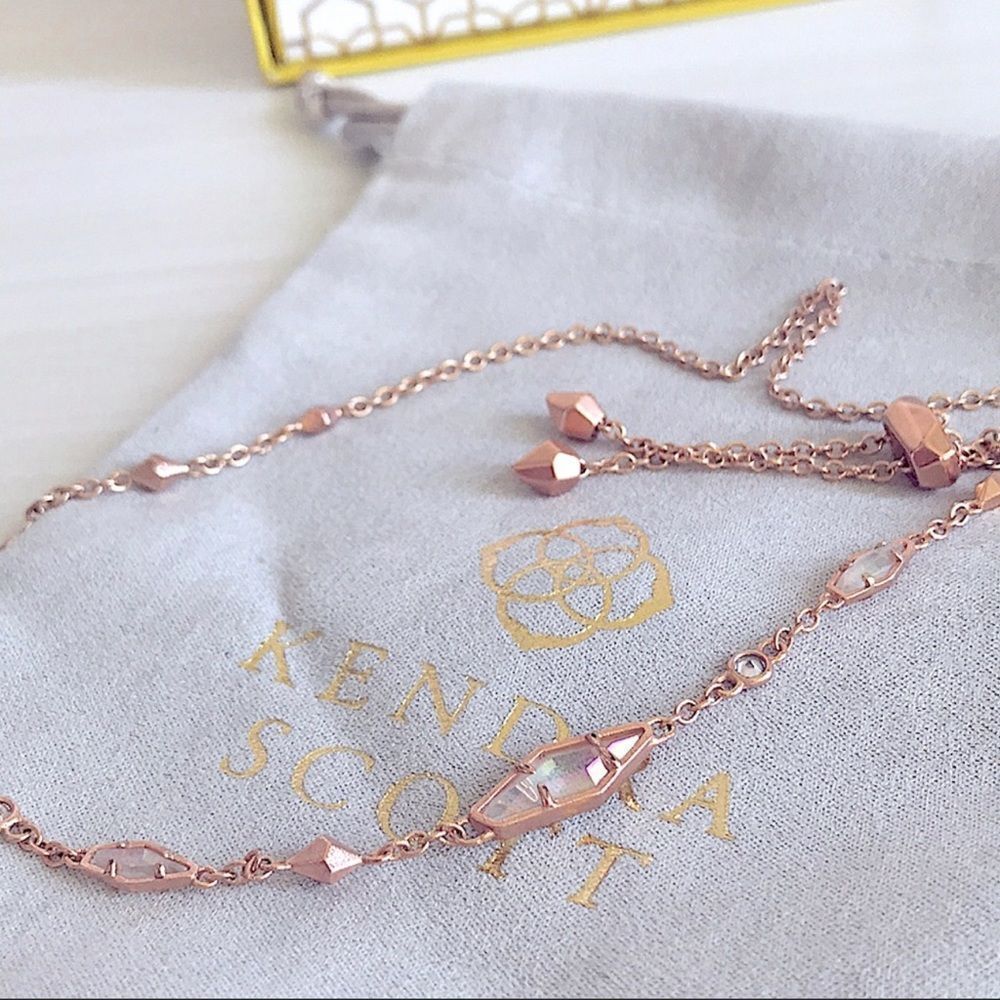 Kendra scott Rose Gold  iridescent CZ cubic zirconia Choker Debra Necklace NWT